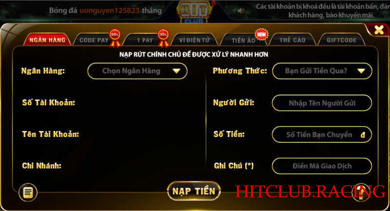 Nạp tiền Hitclub