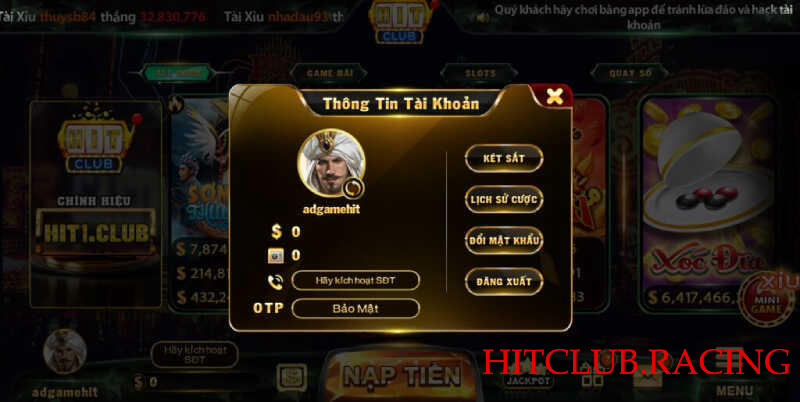 kích hoạt bảo mật Hitclub